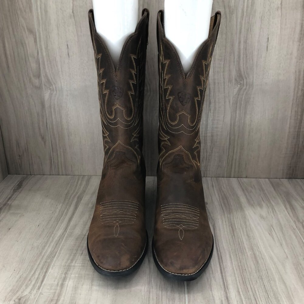 Ariat Boots Womens 9.5B Heritage Brown Leather Pull On Cowboy Western - Picture 5 of 10